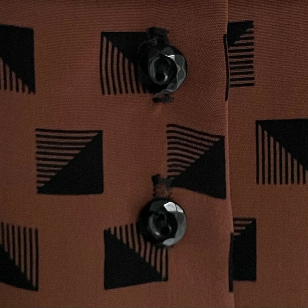 Fun, brown and black patterned vintage dress by Warren Z size 6 - Picture 5 of 9